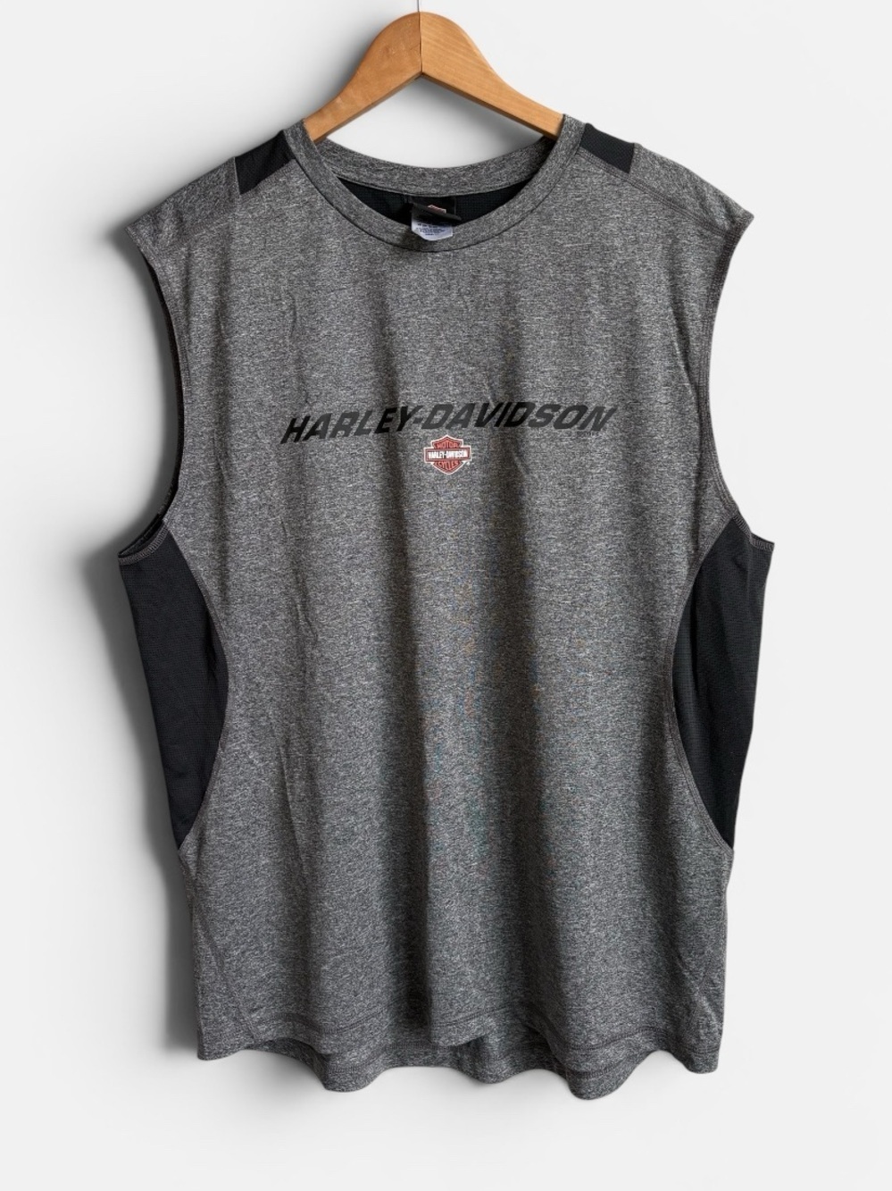 Harley-Davidson Sleeveless Performance Tank Top Gray Black Mesh Rapid City SD XL